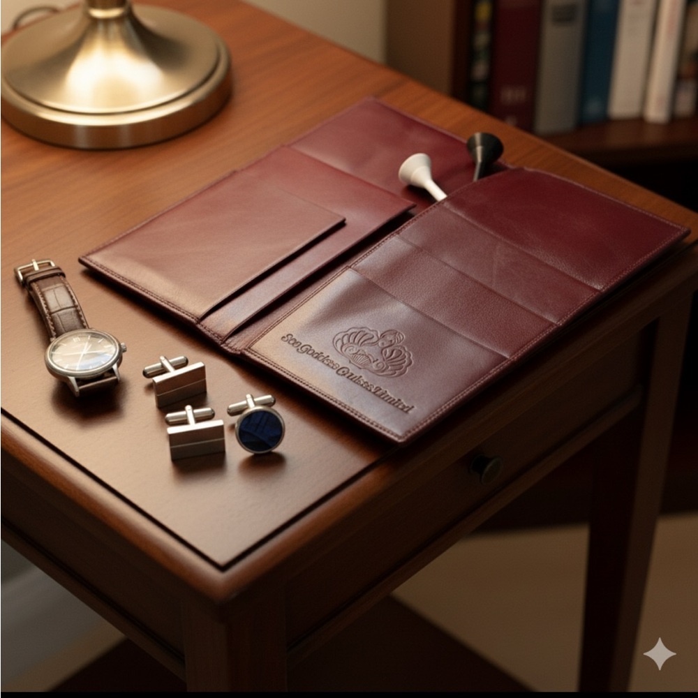 Vintage Burgundy Leather Card Holder Memorabilia Nostalgia M